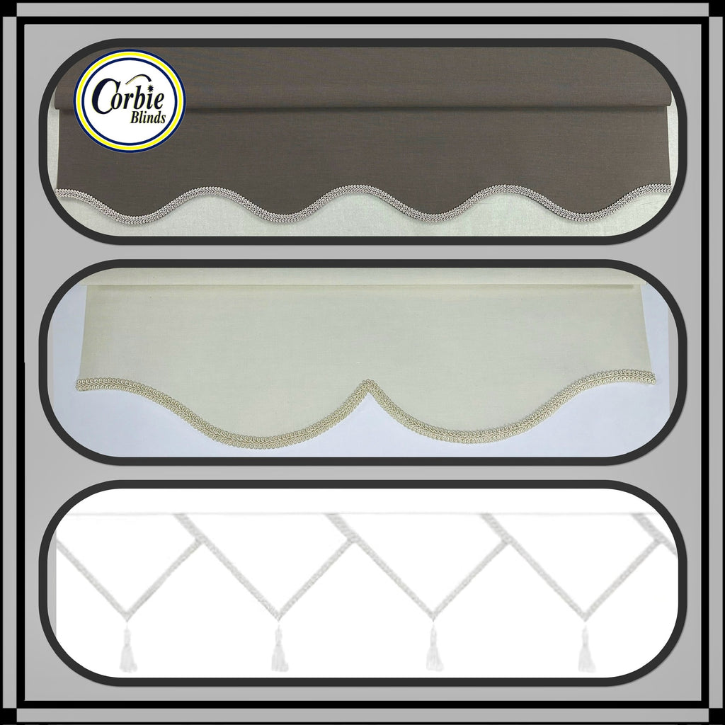 Roller Blinds In Scallop, Arabesque Or Triangle Bottoms (Light Filtering Fabric)